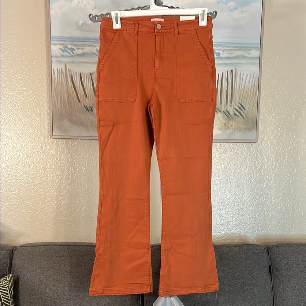 Chic Orange Flare Trousers with Pockets